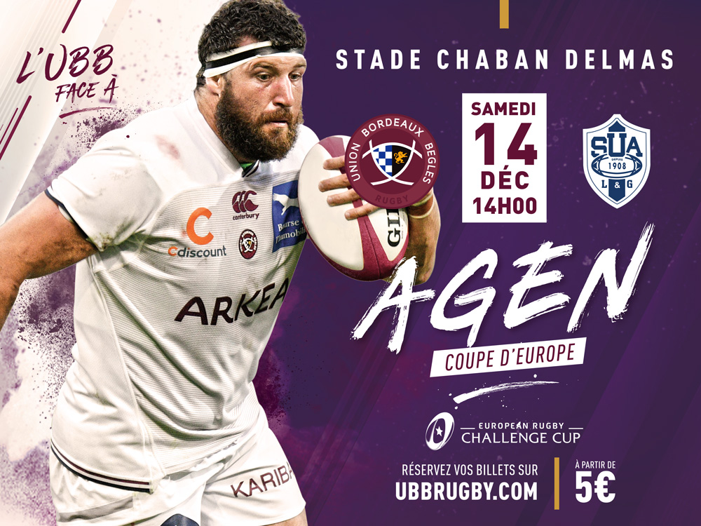 UBB - SUA samedi 14 décembre à Chaban Delmas