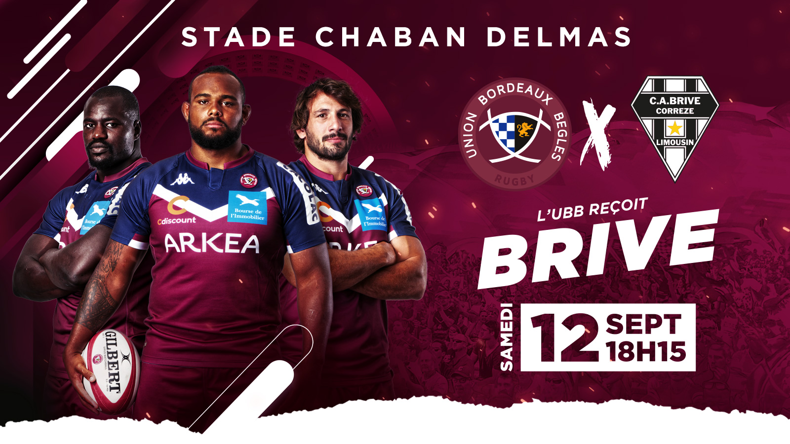 UBB - Brive samedi 12 septembre 2020 à 18h15 au stade Chaban Delmas