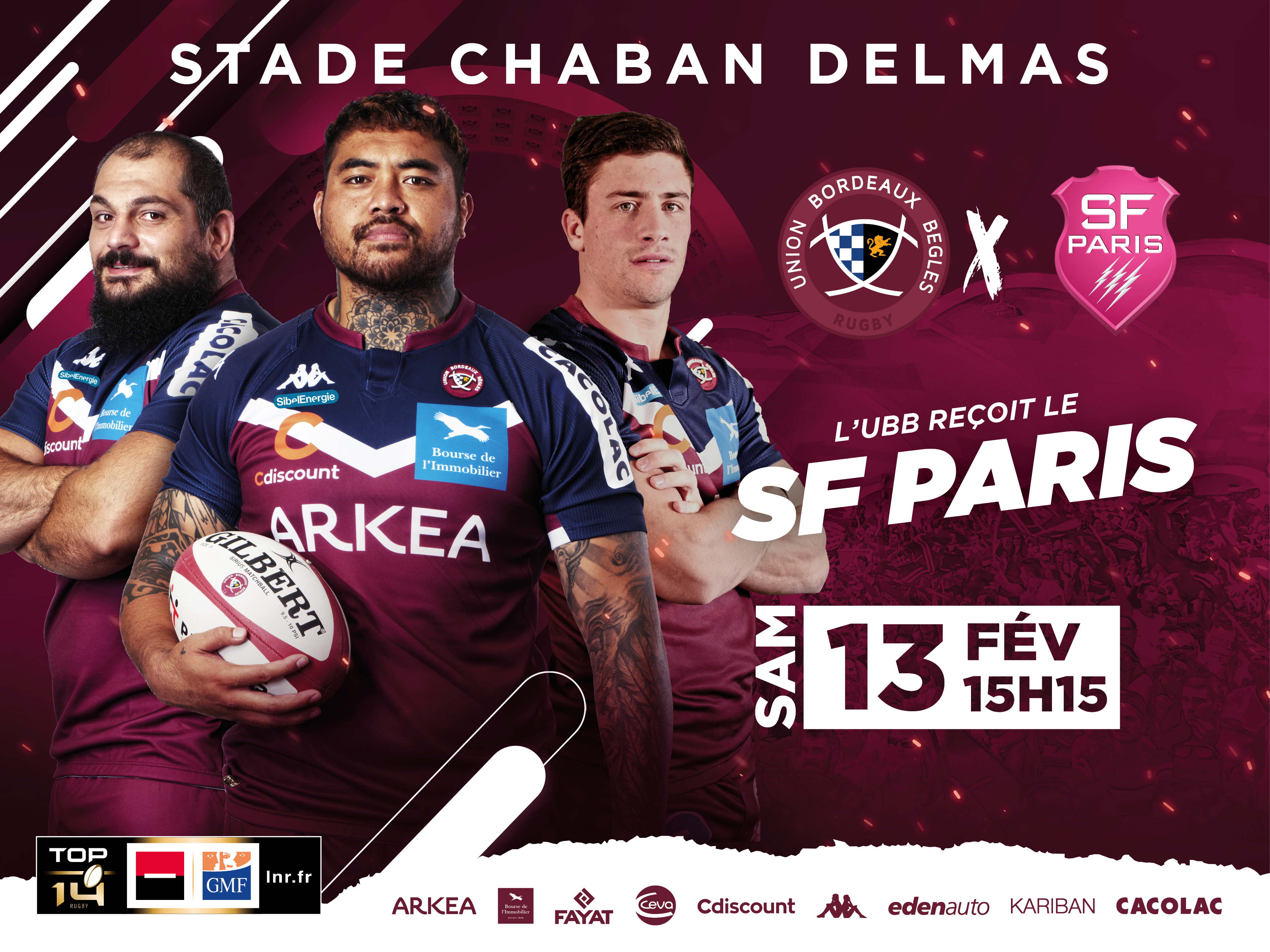 UBB - SF Paris, samedi 13 février à 15h15 à Chaban Delmas