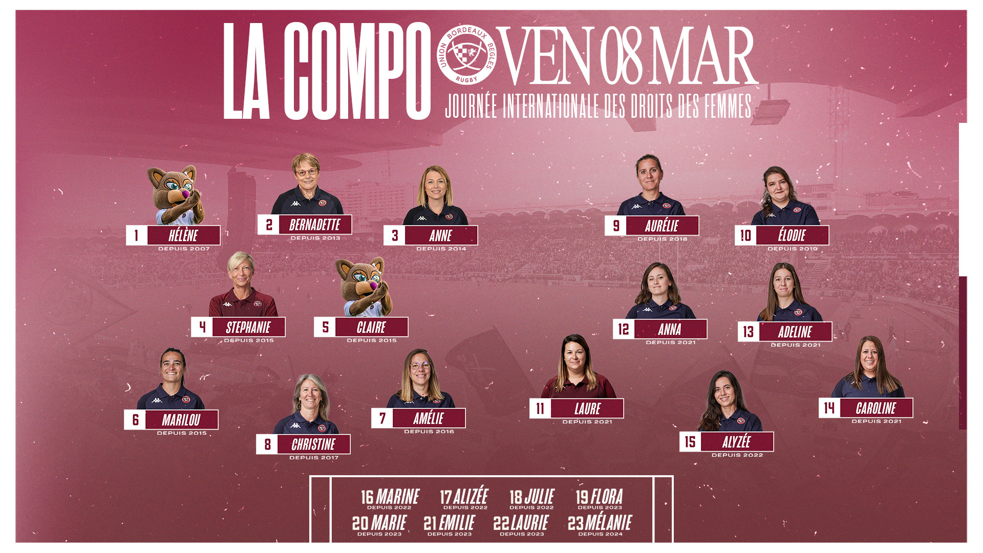 La compo de l'UBB - 8 mars 2024