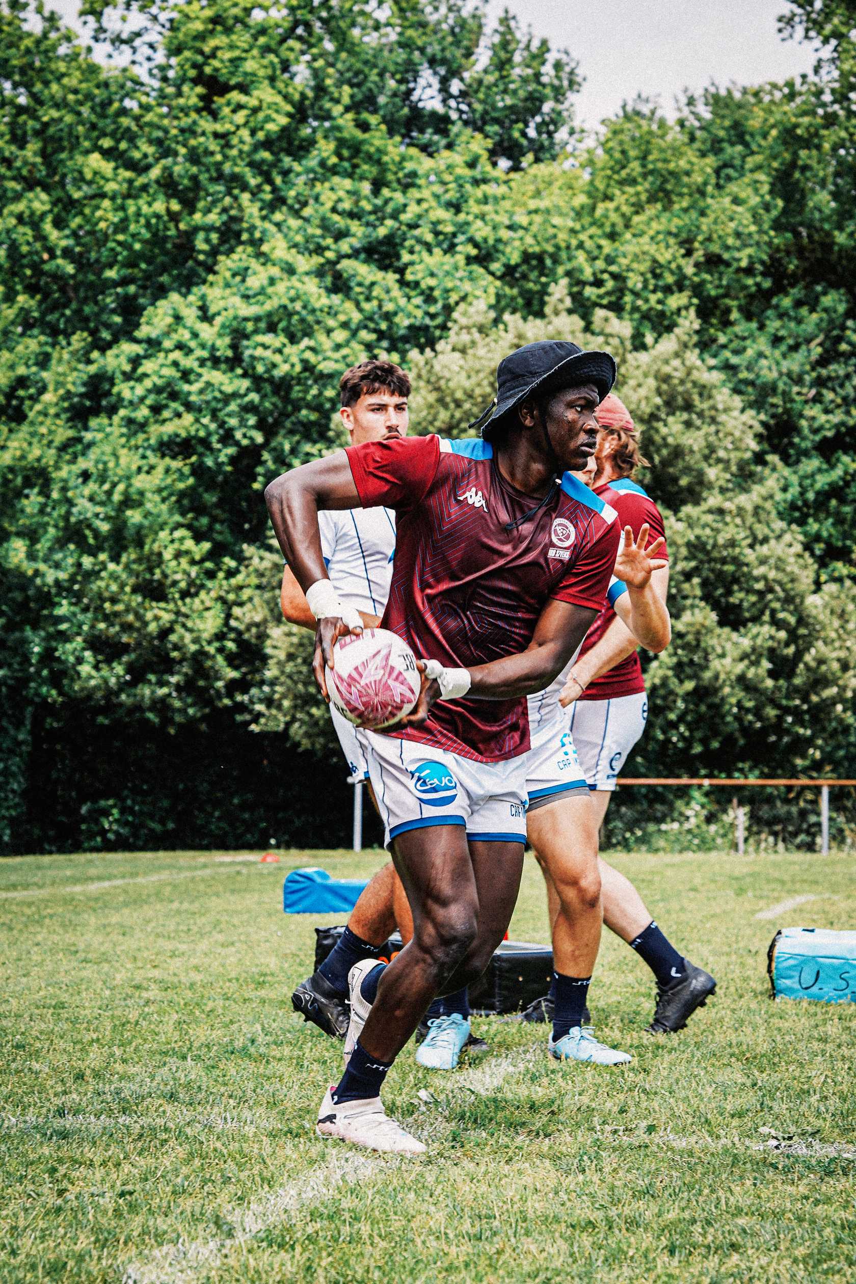 Issa Bassono à l'échauffement lors du Eaast 7s