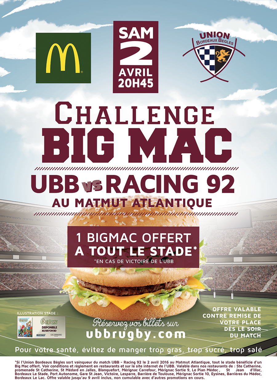 Offre BigMac Challenge - 1 BigMac offert à l'ensemble du stade !