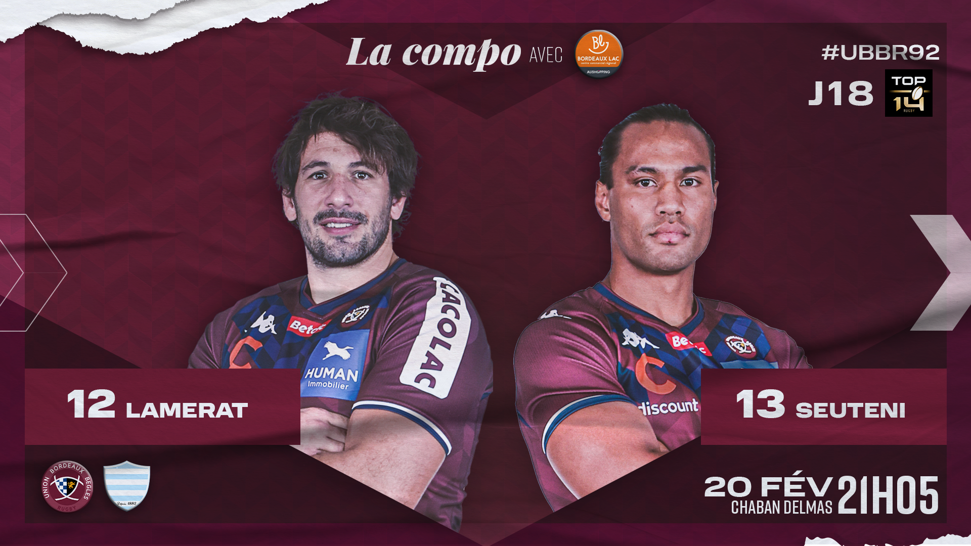La compo face au Racing 92 - Actualités - Union Bordeaux Bègles (UBB ...