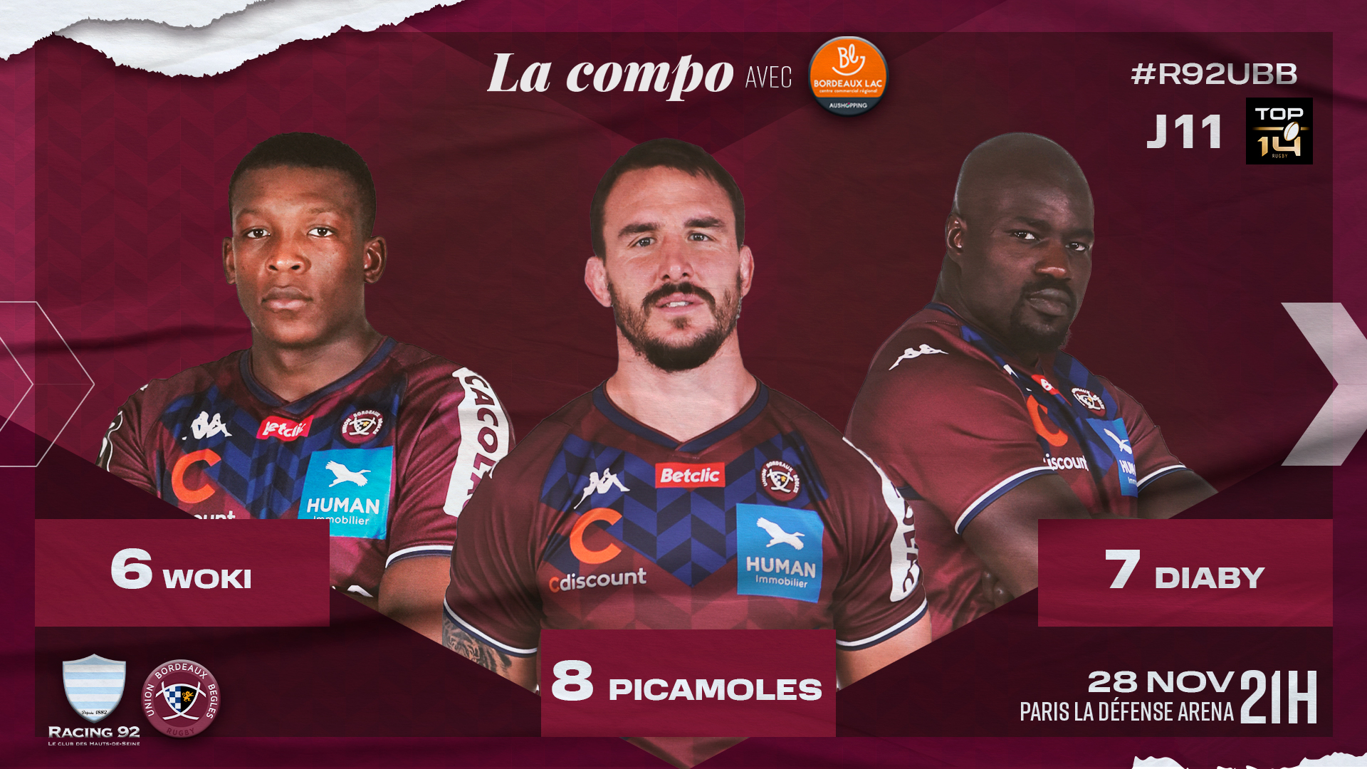 La compo face au Racing 92 - Actualités - Union Bordeaux Bègles (UBB ...