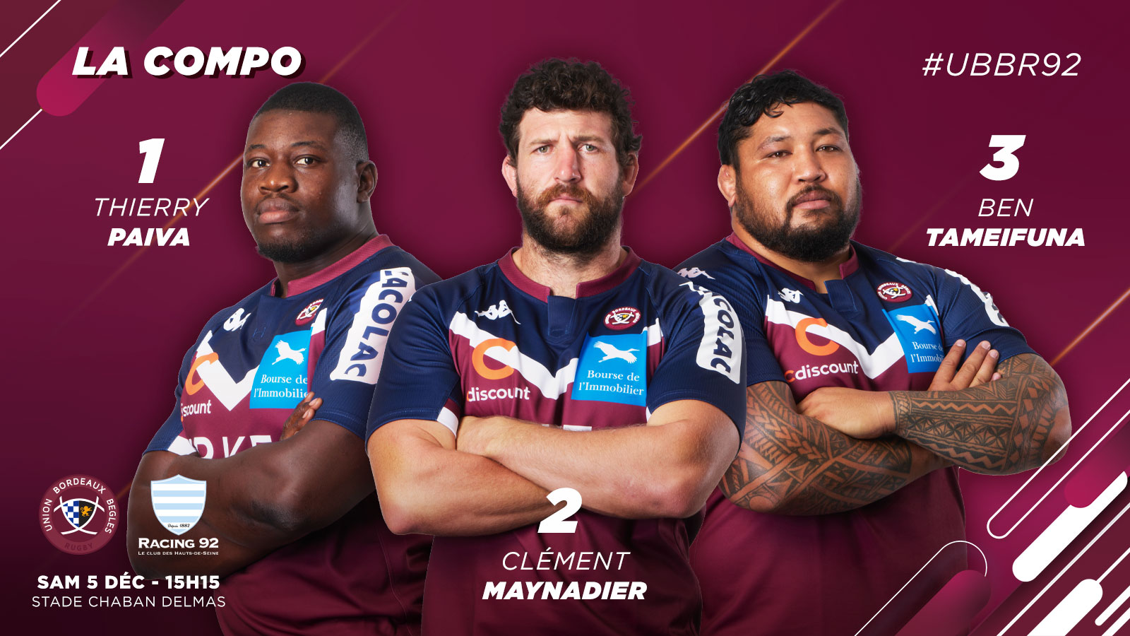 La compo face au Racing 92 - Actualités - Union Bordeaux Bègles (UBB ...