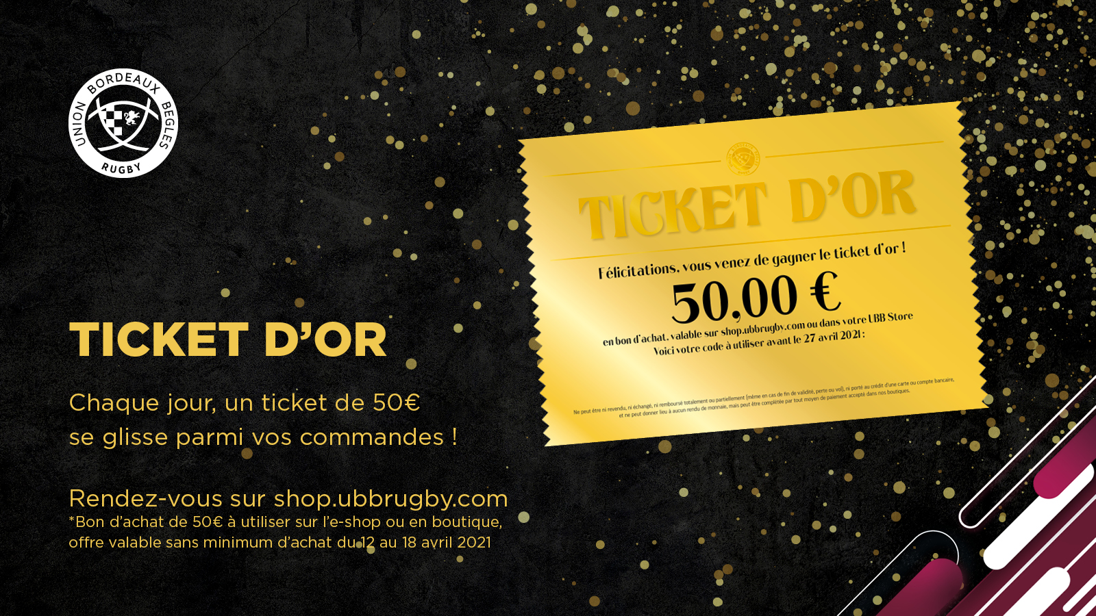 Des tickets d'or à l'UBB Store - Actualités - Union Bordeaux Bègles (UBB  Rugby) - Notre force vient du coeur
