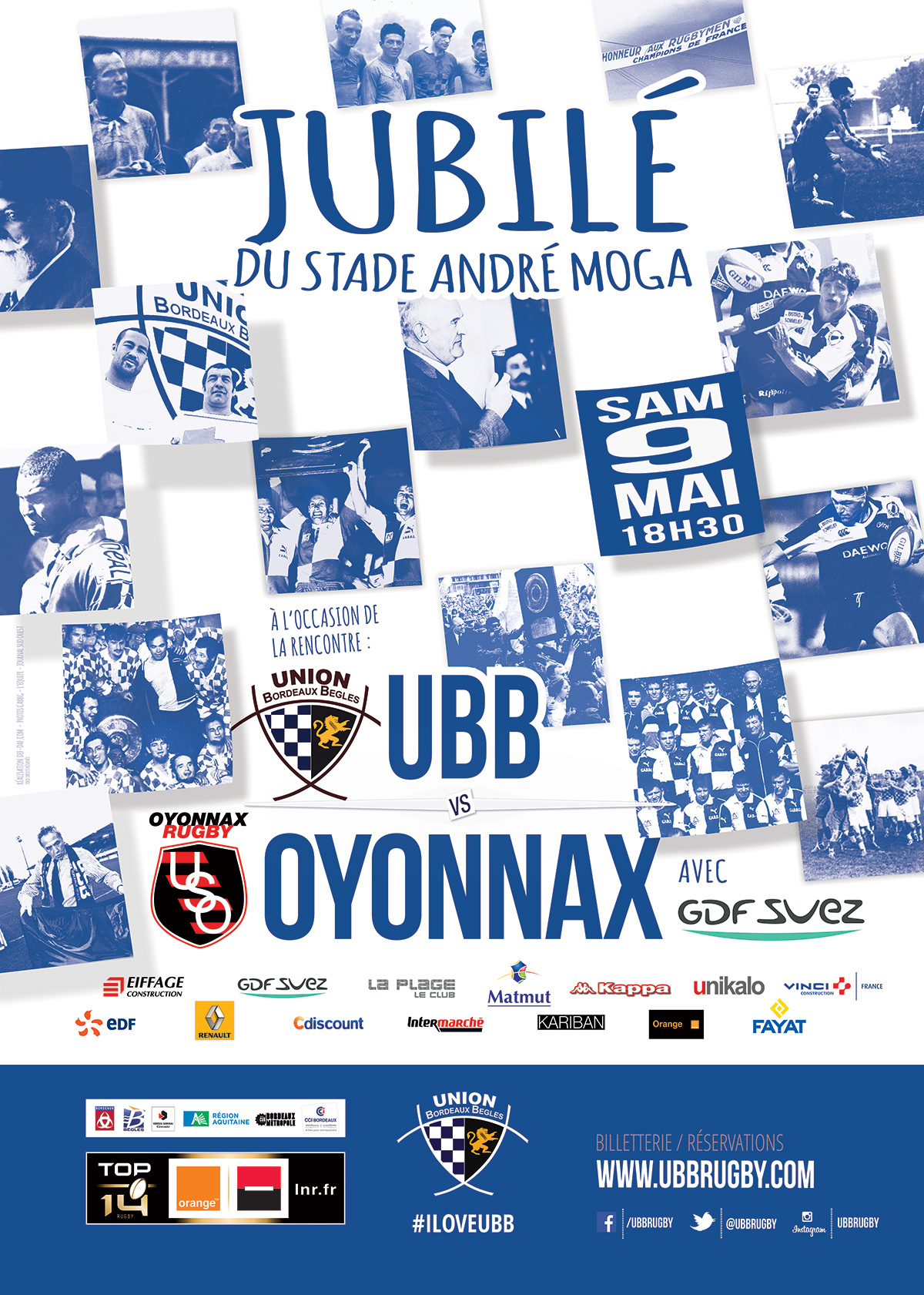 Affiche Jubilé Moga Top 14 UBB Oyonnax CABBG