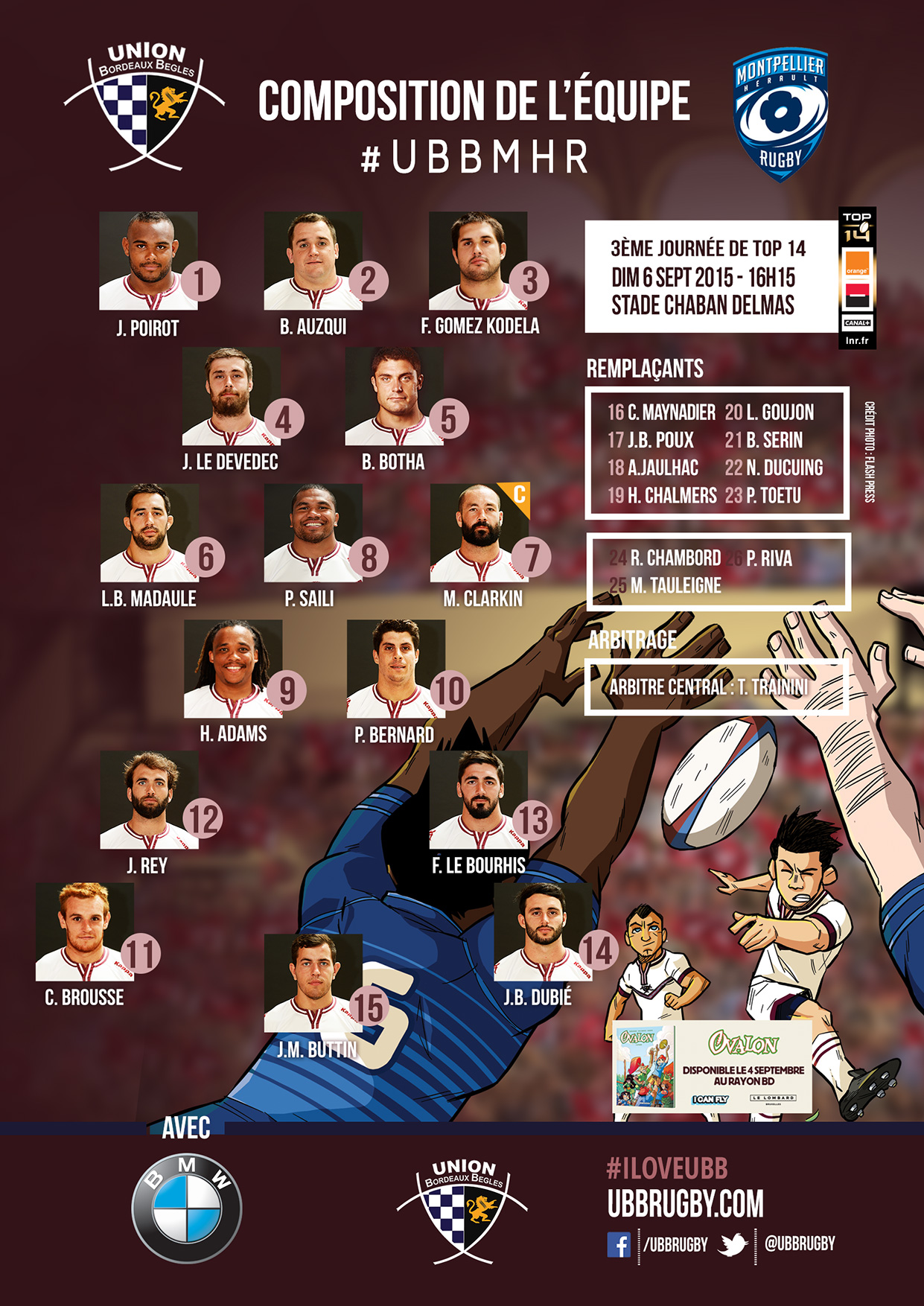 Composition UBBMHR - saison 2015-2016 - Top 14